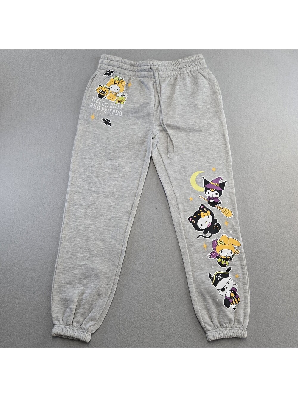 Hello Kitty and Friends Halloween Fleece Jogger Sweatpants Womens M Gray NWOT
